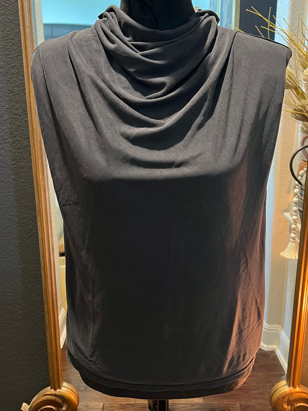 Alice + Olivia Black Draped Cowl Neck Sweater Top